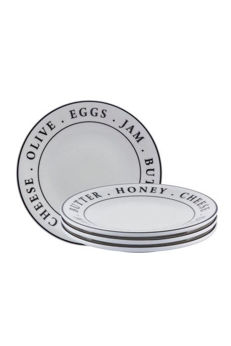 Hermia Juego de Servir Pasteles de Porcelana Blanca, 4 Piezas Hermia Juego de Servir Pasteles de Porcelana Blanca, 4 Piezas